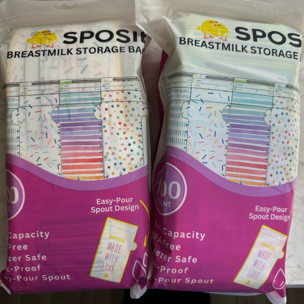 200 Sposie Breastmilk Storage Bags - Colorful Design